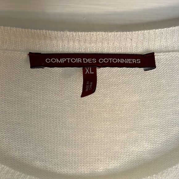 Comptoir des Cotonniers Thin White Sweater with Black Lines Size XL - Picture 6 of 8
